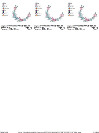 Flower Frame With butterflies embroidery designs - Delicate Butterfly embroidery design machine embroidery pattern - Wreath embroidery file