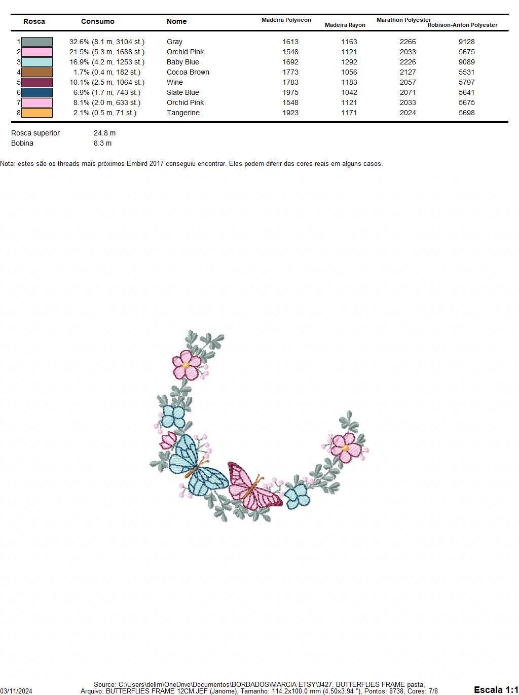 Flower Frame With butterflies embroidery designs - Delicate Butterfly embroidery design machine embroidery pattern - Wreath embroidery file