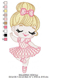 Ballerina embroidery designs - Ballet dancer embroidery design machine embroidery pattern - Girl with hair bun - Instant download pes jef