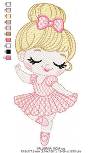 Ballerina embroidery designs - Ballet dancer embroidery design machine embroidery pattern - Girl with hair bun - Instant download pes jef