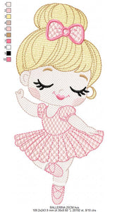 Ballerina embroidery designs - Ballet dancer embroidery design machine embroidery pattern - Girl with hair bun - Instant download pes jef