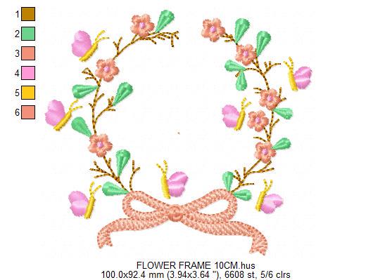 Laurel with lace and flowers embroidery designs - Floral wreath embroidery design machine embroidery pattern - instant digital download pes