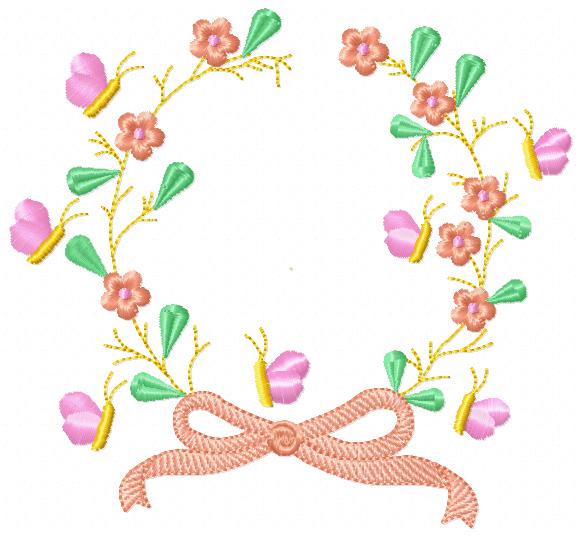 Laurel with lace and flowers embroidery designs - Floral wreath embroidery design machine embroidery pattern - instant digital download pes