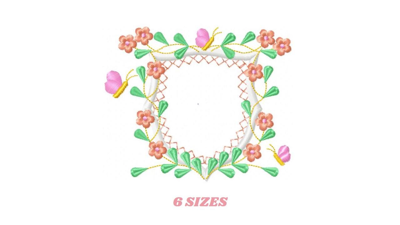Frame embroidery designs - Flower embroidery design machine embroidery pattern - roses embroidery file - monogram frame applique design