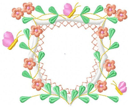 Frame embroidery designs - Flower embroidery design machine embroidery pattern - roses embroidery file - monogram frame applique design