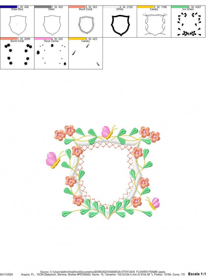 Frame embroidery designs - Flower embroidery design machine embroidery pattern - roses embroidery file - monogram frame applique design