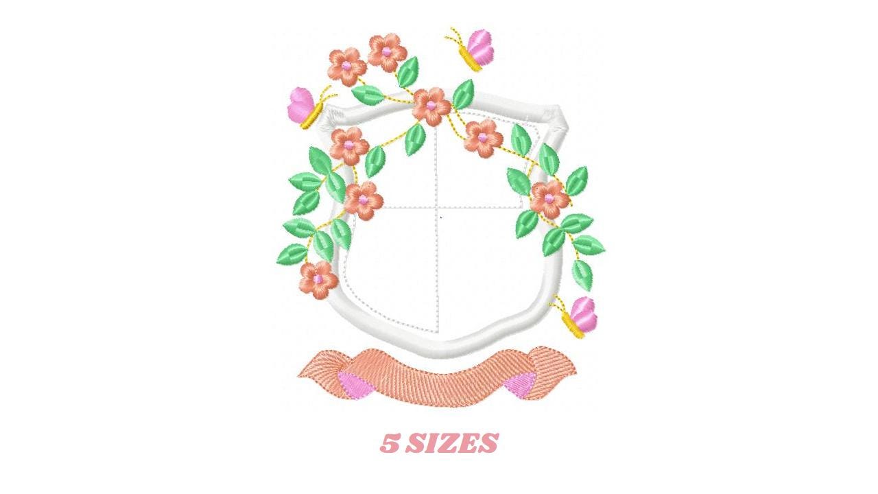 Frame embroidery designs - Flower embroidery design machine embroidery pattern - roses embroidery file - monogram frame applique design