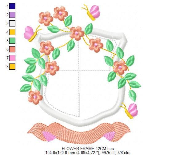 Frame embroidery designs - Flower embroidery design machine embroidery pattern - roses embroidery file - monogram frame applique design