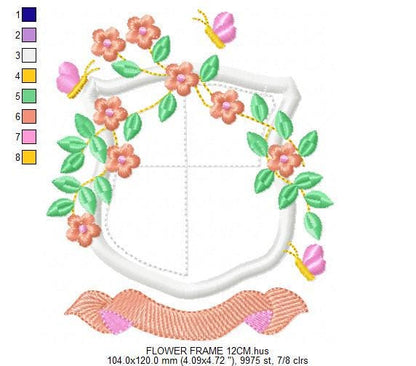 Frame embroidery designs - Flower embroidery design machine embroidery pattern - roses embroidery file - monogram frame applique design