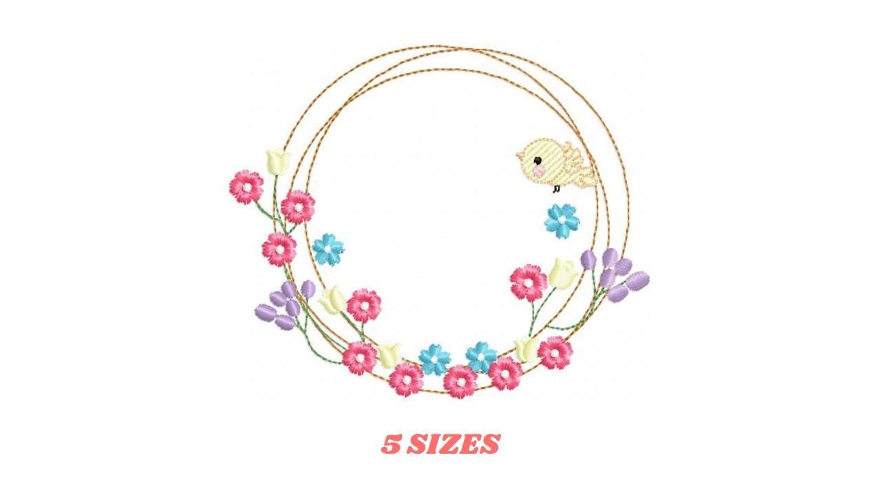 Bird with flower frame embroidery designs - Birds frame embroidery design machine embroidery pattern - Floral file - Instant download pes