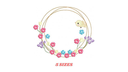 Bird with flower frame embroidery designs - Birds frame embroidery design machine embroidery pattern - Floral file - Instant download pes