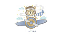 Cargar imagen en el visor de la galería, Pilot Bear embroidery designs - Plane embroidery design machine embroidery pattern - Aviator Teddy Bear embroidery file - instant download
