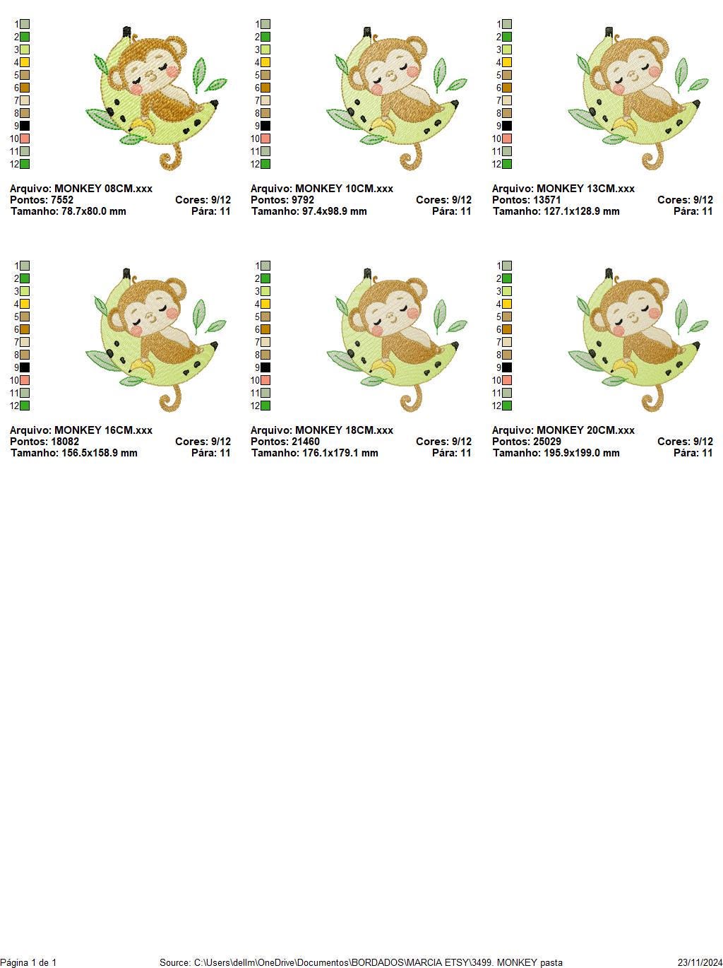 Sleeping Monkey embroidery designs - Animal Monkey with banana embroidery design machine embroidery pattern - Instant download pes jef dst