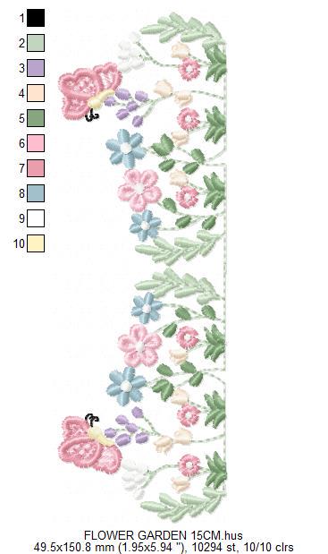Flower garden embroidery design - Tulip flowers embroidery design machine embroidery pattern - Kitchen Tea towel divider - Instant download
