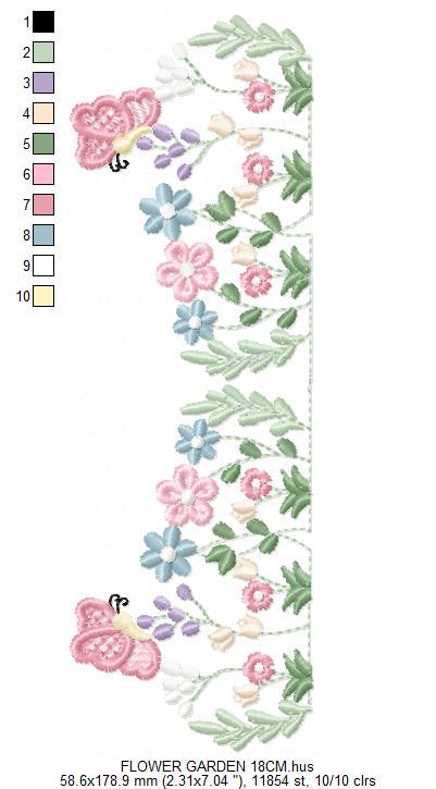 Flower garden embroidery design - Tulip flowers embroidery design machine embroidery pattern - Kitchen Tea towel divider - Instant download
