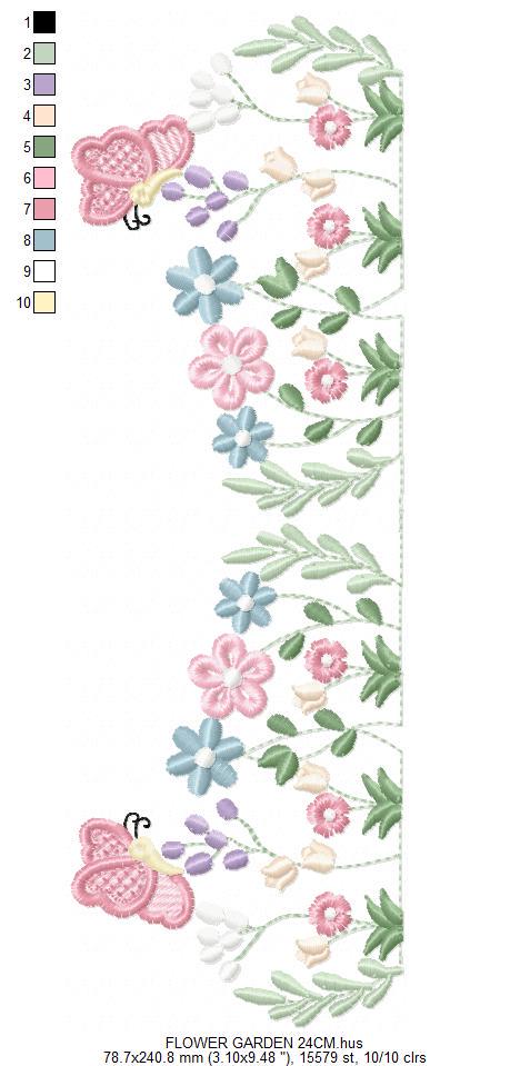 Flower garden embroidery design - Tulip flowers embroidery design machine embroidery pattern - Kitchen Tea towel divider - Instant download