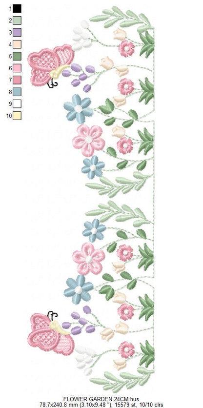 Flower garden embroidery design - Tulip flowers embroidery design machine embroidery pattern - Kitchen Tea towel divider - Instant download