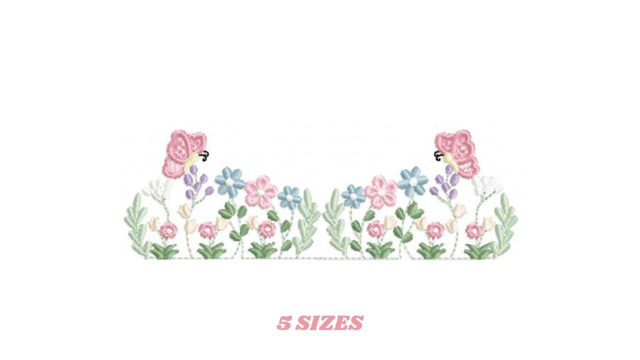 Flower garden embroidery design - Tulip flowers embroidery design machine embroidery pattern - Kitchen Tea towel divider - Instant download