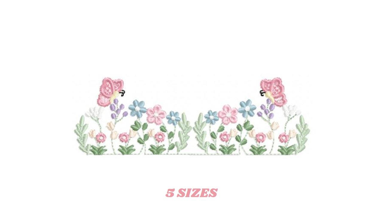 Flower garden embroidery design - Tulip flowers embroidery design machine embroidery pattern - Kitchen Tea towel divider - Instant download