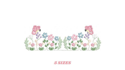 Flower garden embroidery design - Tulip flowers embroidery design machine embroidery pattern - Kitchen Tea towel divider - Instant download