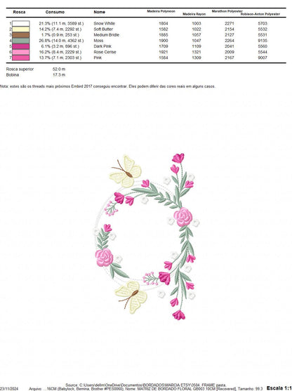 Monogram Frame embroidery designs - Flower embroidery design machine embroidery pattern - Rose wreath embroidery file - Instant download pes