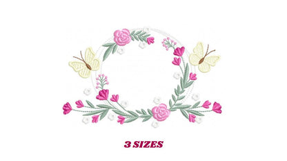 Monogram Frame embroidery designs - Flower embroidery design machine embroidery pattern - Rose wreath embroidery file - Instant download pes