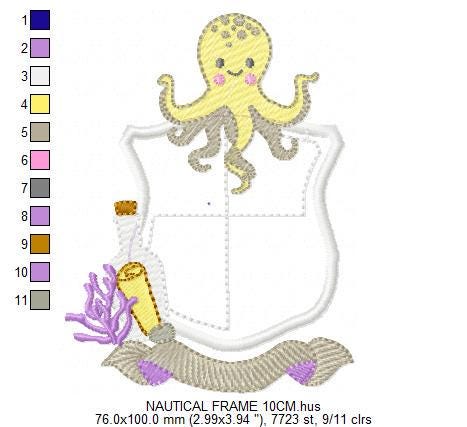Octopus Frame embroidery design - Sea animal applique embroidery designs machine embroidery pattern - Ocean Life - Instant Digital download