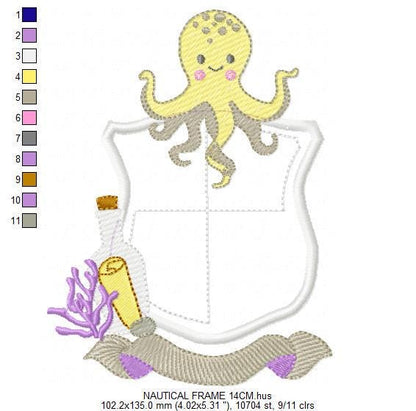 Octopus Frame embroidery design - Sea animal applique embroidery designs machine embroidery pattern - Ocean Life - Instant Digital download