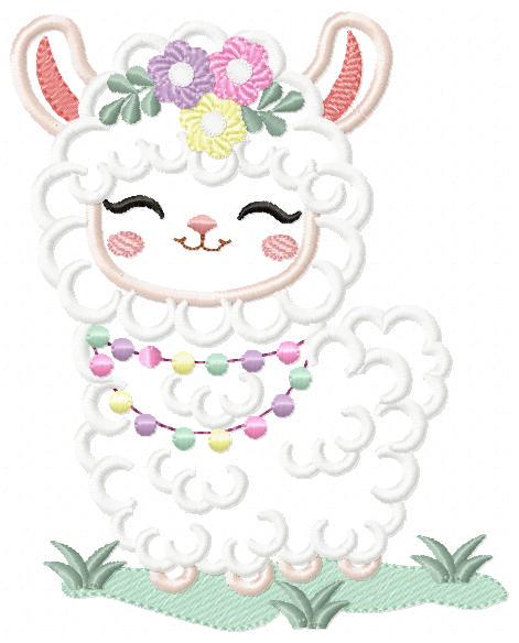 Llama embroidery design - Llama with flowers embroidery designs machine embroidery pattern - Llama applique design file - Instant download