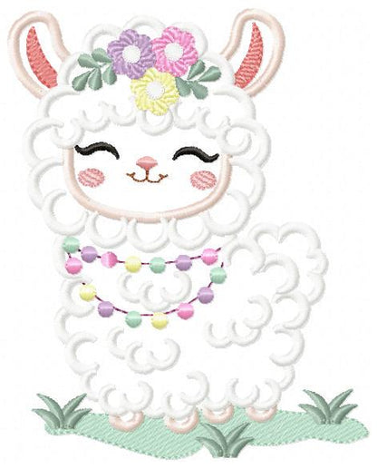 Llama embroidery design - Llama with flowers embroidery designs machine embroidery pattern - Llama applique design file - Instant download