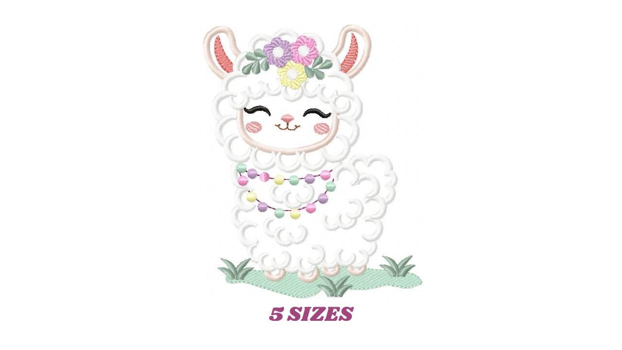 Llama embroidery design - Llama with flowers embroidery designs machine embroidery pattern - Llama applique design file - Instant download