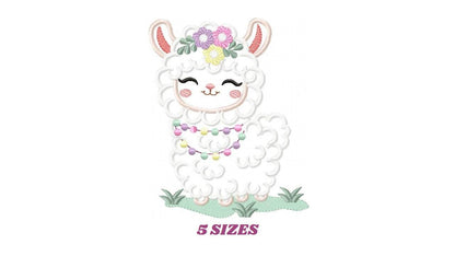 Llama embroidery design - Llama with flowers embroidery designs machine embroidery pattern - Llama applique design file - Instant download