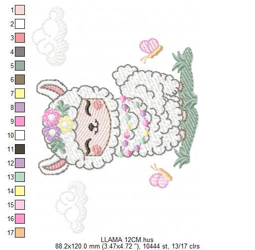 Llama embroidery design - Animal with flowers embroidery designs machine embroidery pattern - Baby girl Mexican llama - Instant download pes