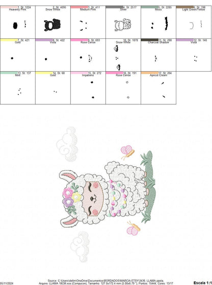 Llama embroidery design - Animal with flowers embroidery designs machine embroidery pattern - Baby girl Mexican llama - Instant download pes