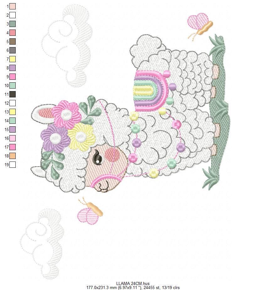 Llama embroidery design - Animal with flowers embroidery designs machine embroidery pattern - Baby girl embroidery file - Instant download