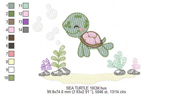 Turtle embroidery design - Ocean sea animal embroidery designs machine embroidery pattern - Baby boy embroidery - Instant download pes jef