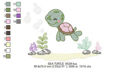 Turtle embroidery design - Ocean sea animal embroidery designs machine embroidery pattern - Baby boy embroidery - Instant download pes jef