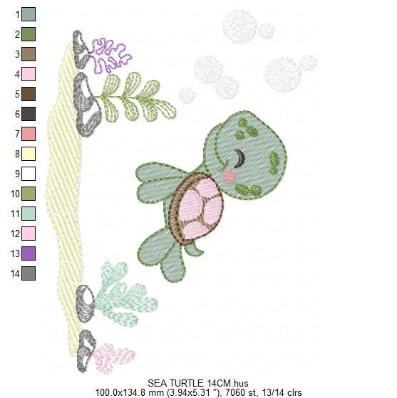 Turtle embroidery design - Ocean sea animal embroidery designs machine embroidery pattern - Baby boy embroidery - Instant download pes jef