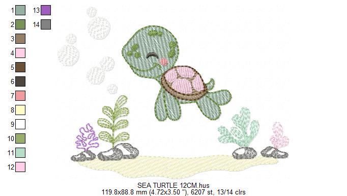 Turtle embroidery design - Ocean sea animal embroidery designs machine embroidery pattern - Baby boy embroidery - Instant download pes jef