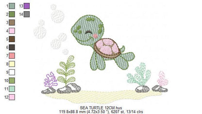 Turtle embroidery design - Ocean sea animal embroidery designs machine embroidery pattern - Baby boy embroidery - Instant download pes jef