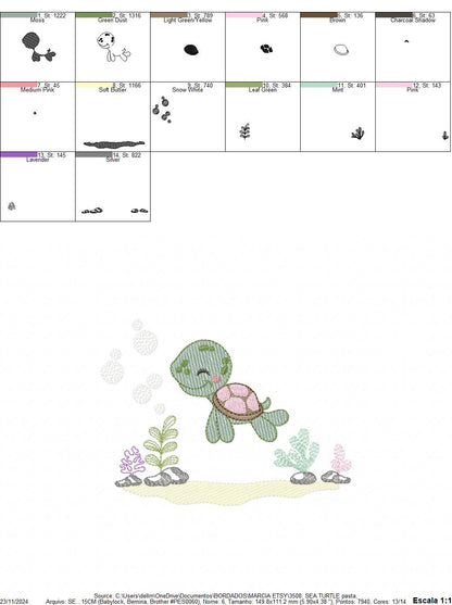 Turtle embroidery design - Ocean sea animal embroidery designs machine embroidery pattern - Baby boy embroidery - Instant download pes jef