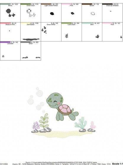 Turtle embroidery design - Ocean sea animal embroidery designs machine embroidery pattern - Baby boy embroidery - Instant download pes jef