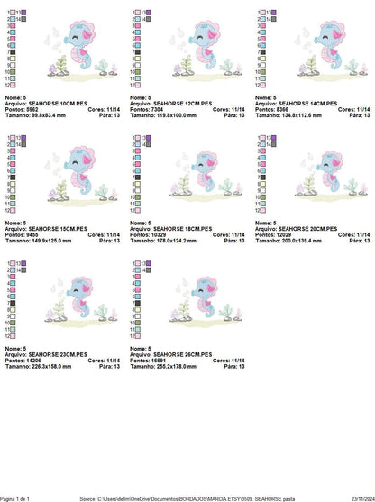 Seahorse embroidery design - Sea Animal embroidery designs machine embroidery pattern - Ocean animal algae seaweed - Instant download pes