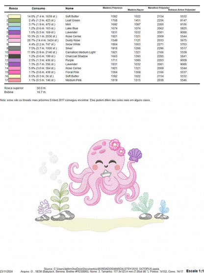 Octopus embroidery design - Polypus embroidery designs machine embroidery pattern - Ocean animals seashell coral sea - Instant download pes