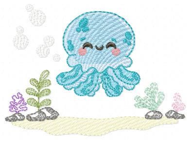 Jellyfish embroidery design - Octopus embroidery designs machine embroidery pattern - Ocean sea animals file - Instant download pes jef dst