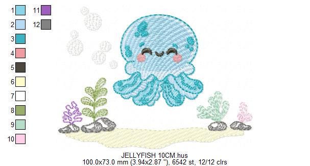 Jellyfish embroidery design - Octopus embroidery designs machine embroidery pattern - Ocean sea animals file - Instant download pes jef dst