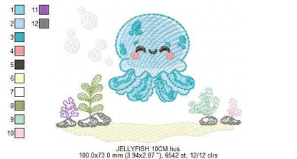 Jellyfish embroidery design - Octopus embroidery designs machine embroidery pattern - Ocean sea animals file - Instant download pes jef dst