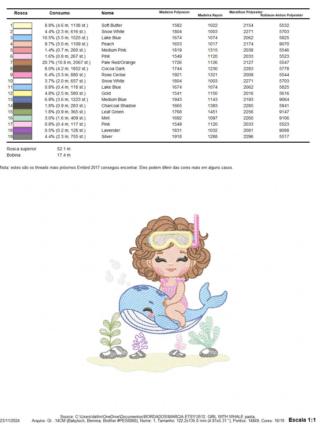 Whale embroidery designs - Diver Girl with snorkel design machine embroidery pattern - Ocean coral sea algae animal file - Instant download