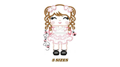 Ladybug girl embroidery designs - Baby girl embroidery design machine embroidery pattern - Toddler dressed us ladybug - Instant download pes