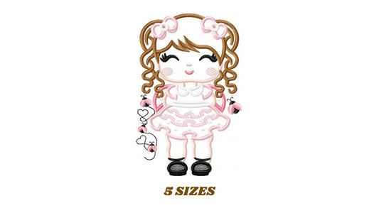 Ladybug girl embroidery designs - Baby girl embroidery design machine embroidery pattern - Toddler dressed us ladybug - Instant download pes